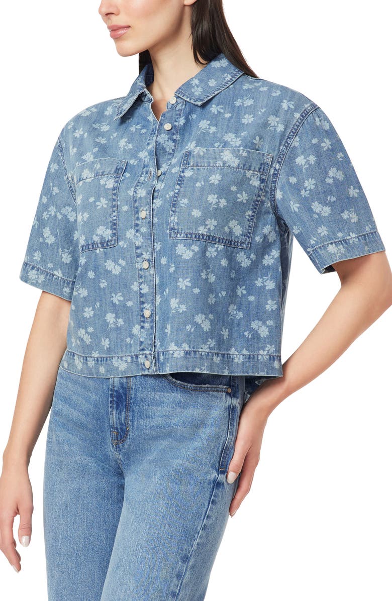 Kensie Embroidered Camp Shirt, Alternate, color, Morgan