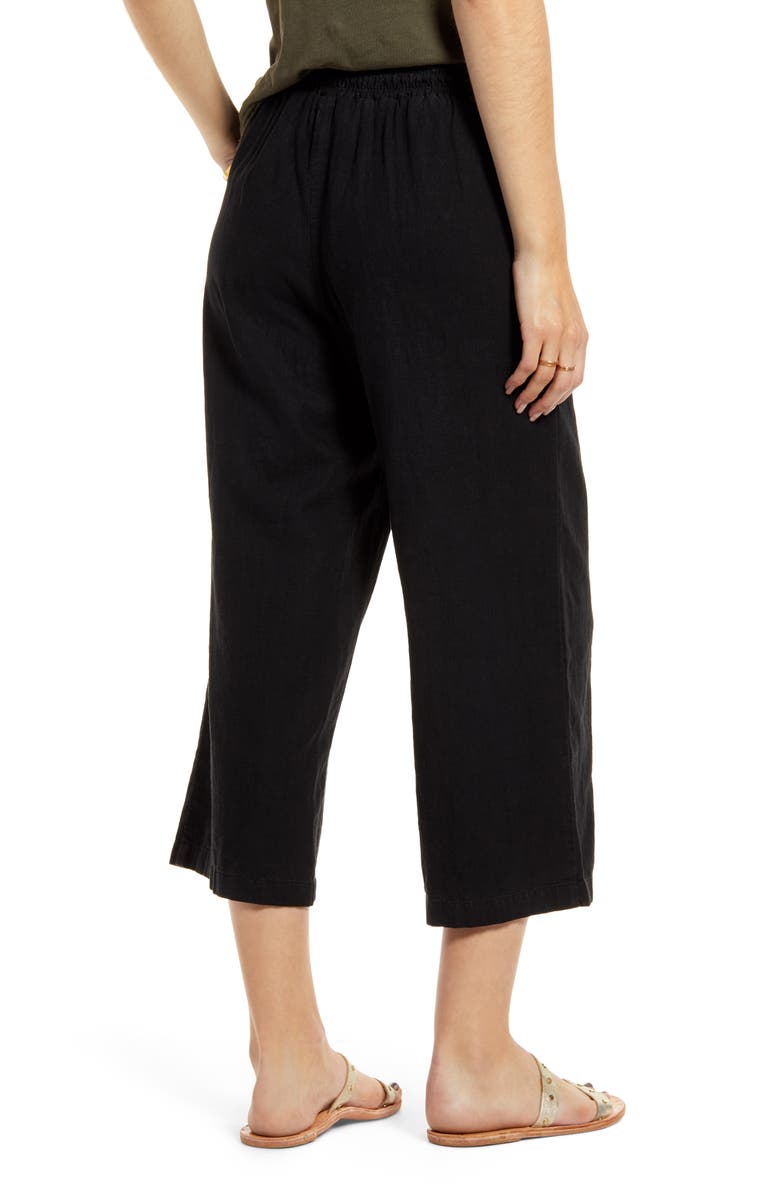 Treasure & Bond Drawstring Wide Leg Crop Linen Blend Pants, Alternate, color,