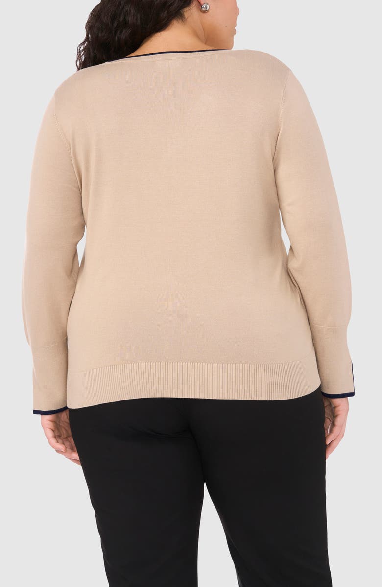 Halogen<sup>®</sup> Tipped Split Cuff V-Neck Sweater, Alternate, color,