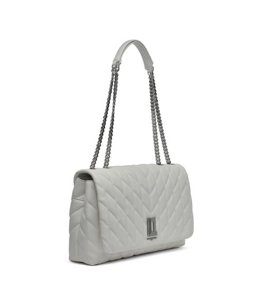 Shop Karl Lagerfeld Paris Lafayette Shoulder In Winter White/silver