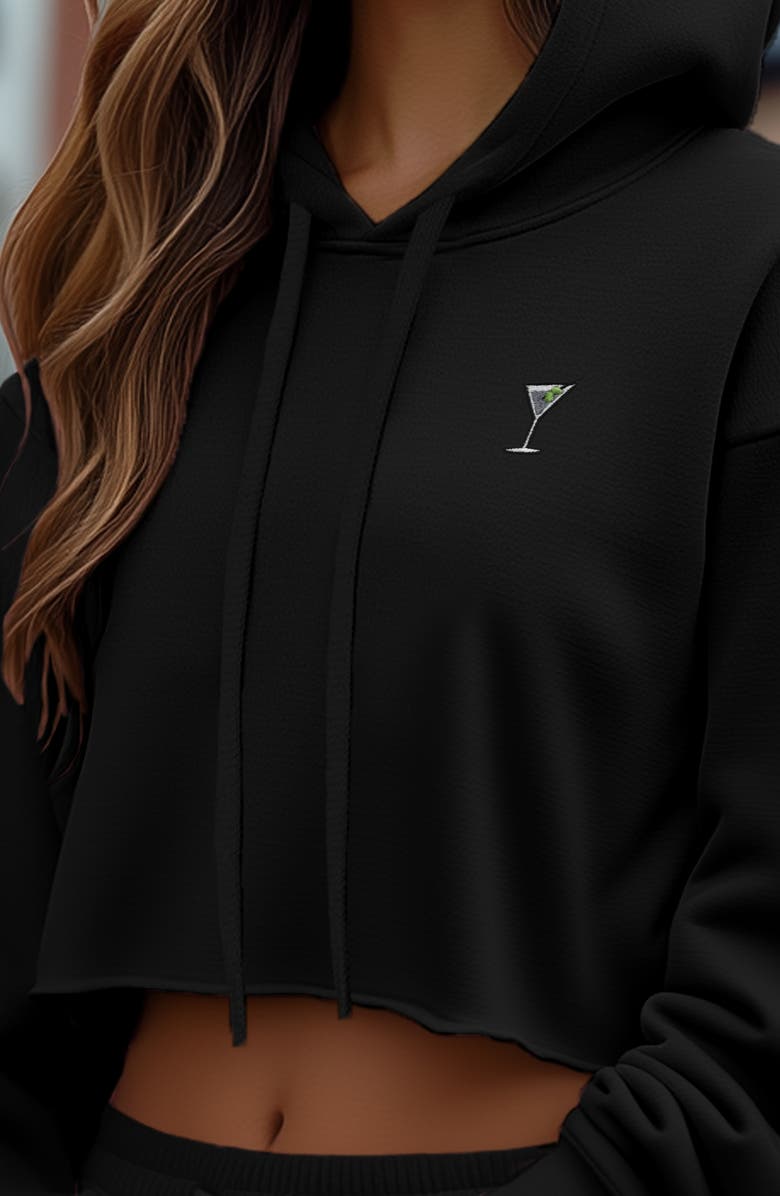 Dalix Martini Cropped Hoodie, Alternate, color, Black