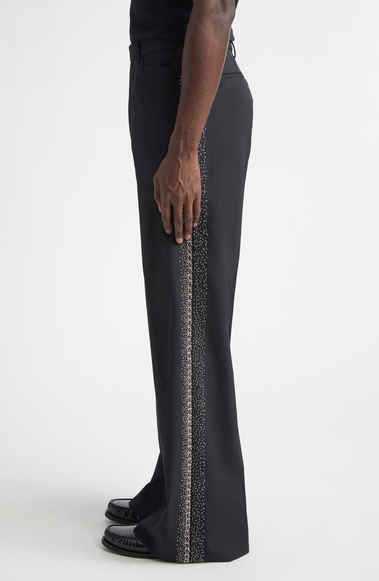 AMIRI Crystal Stripe Flare Leg Pants, Alternate, color, Black