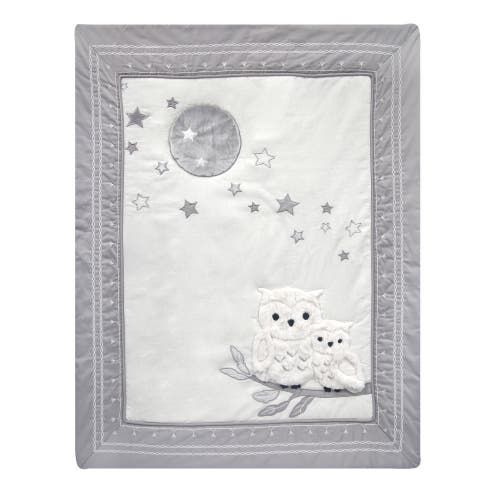 Lambs & Ivy Luna Celestial Owl 4-piece Nursery Baby Crib Bedding Set In Gray