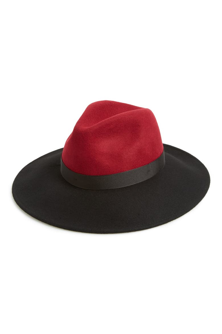 Colorblock Wool Fedora, Main, color, BLACK MULTI