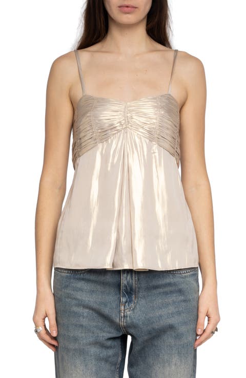 Cippie Pleated Metallic Satin Camisole