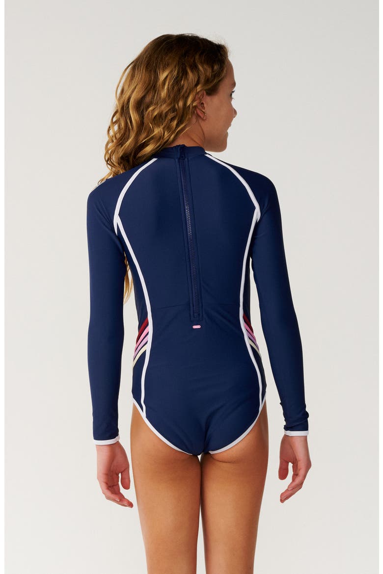Kids' Surf Revival Long Sleeve One-Piece Rashguard Swimsuit, Alternate, color, NAVY