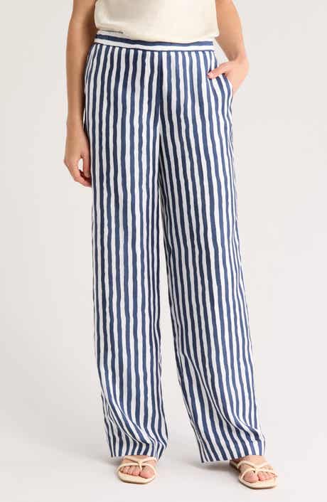 Theory Relax Stripe Silk Pull-On Pants