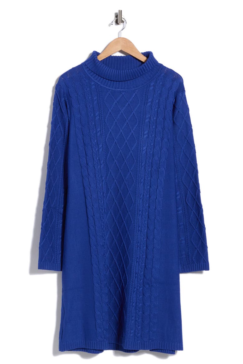 Kendall Cable Knit Sweater Dress, Main, color, BLUE