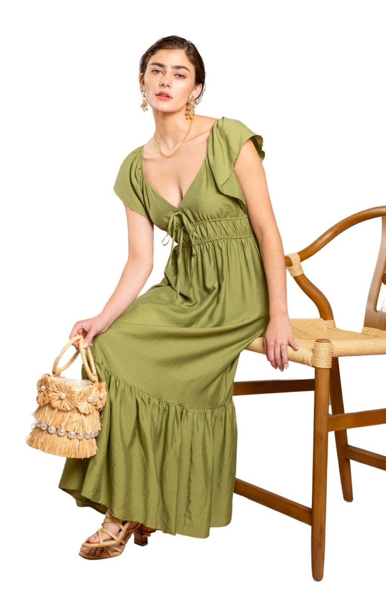 Blu Pepper Sweatheart Neck Shirred Maxi Dress, Alternate, color,