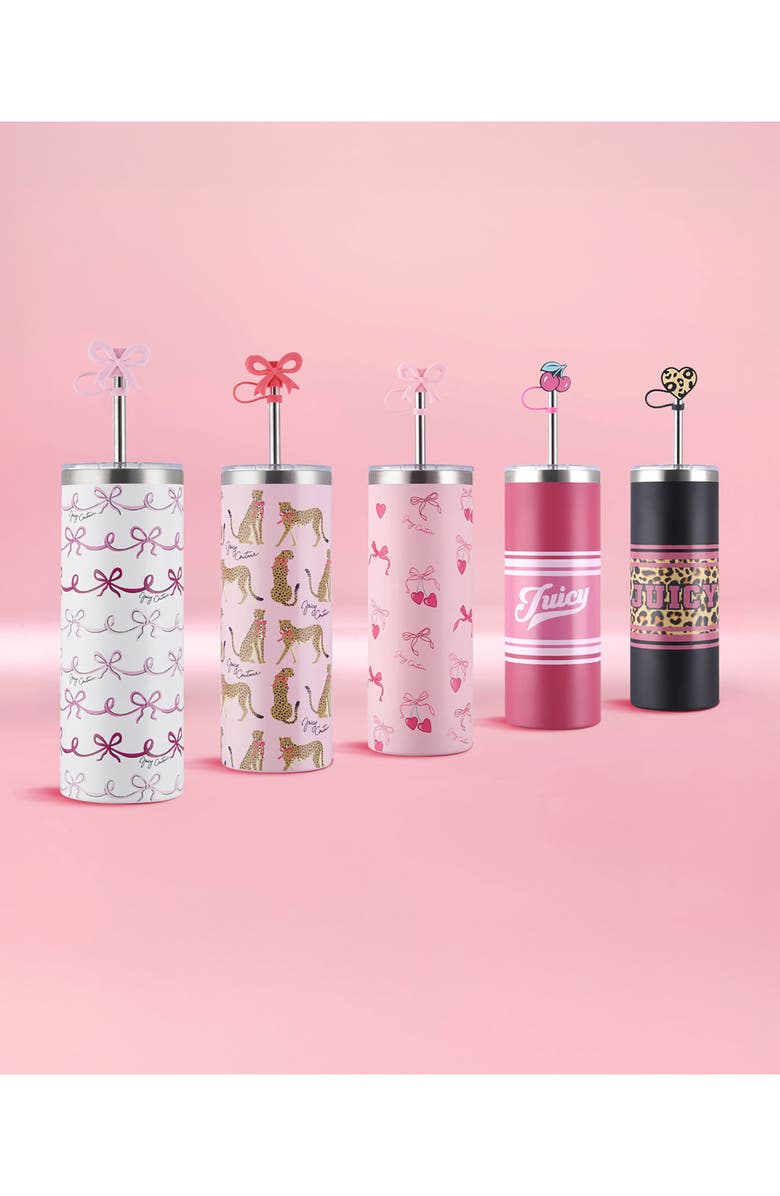 Juicy Couture 24-Ounce Glam Sip Water Bottle, Alternate, color, Pink Doodle Bows