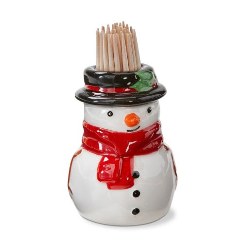 Tag Snowman Toothpick Holder Set Ceramic Kitchen Accessory In Multi