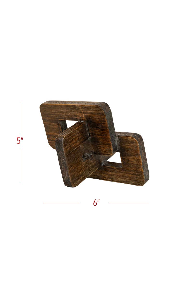 Linked Rectangle Decorative Chain Accent Wood, Alternate, color, Brown