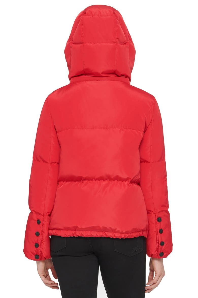 Cropped Hooded Puffer Coat, Alternate, color, RED