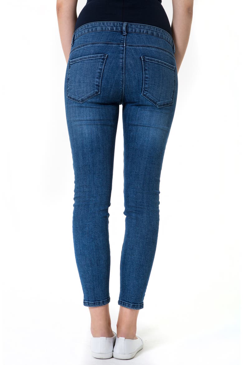 Skinny Foldover Waistband Maternity Jeans, Alternate, color, DENIM BLUE