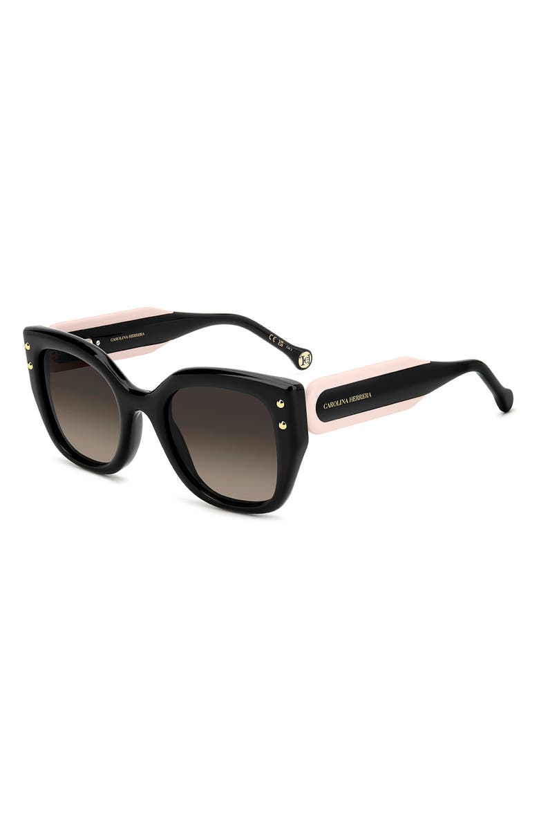 Carolina Herrera 51mm Gradient Square Sunglasses, Alternate, color, Black Pink/ Brown Sf
