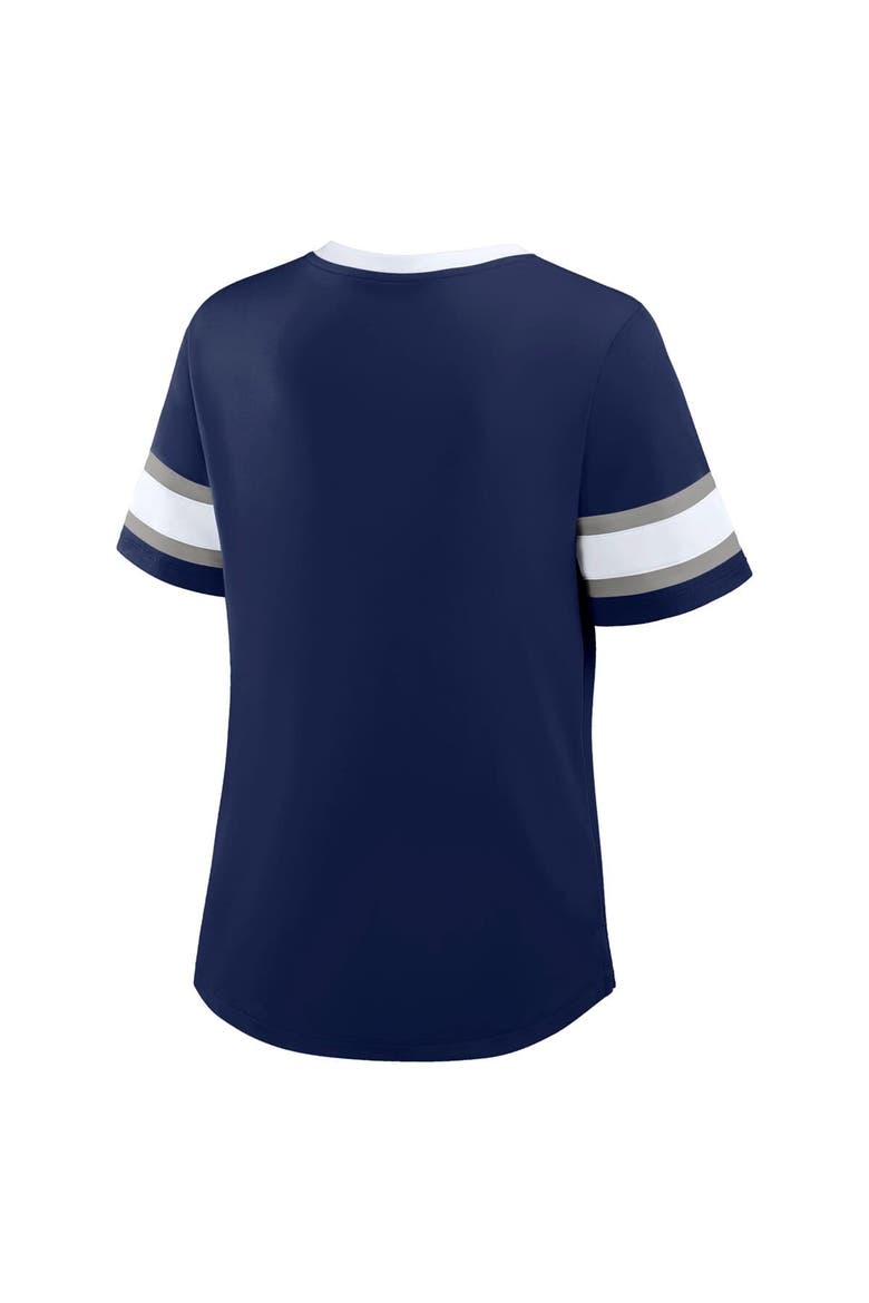 Women's Fanatics Navy Dallas Cowboys Redzone Draw Play Athena Lace-Up T-Shirt, Alternate, color, Navy