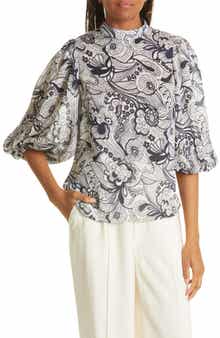 Print Balloon Sleeve Top