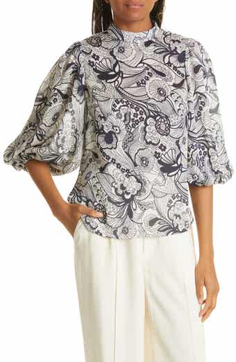 Print Balloon Sleeve Top