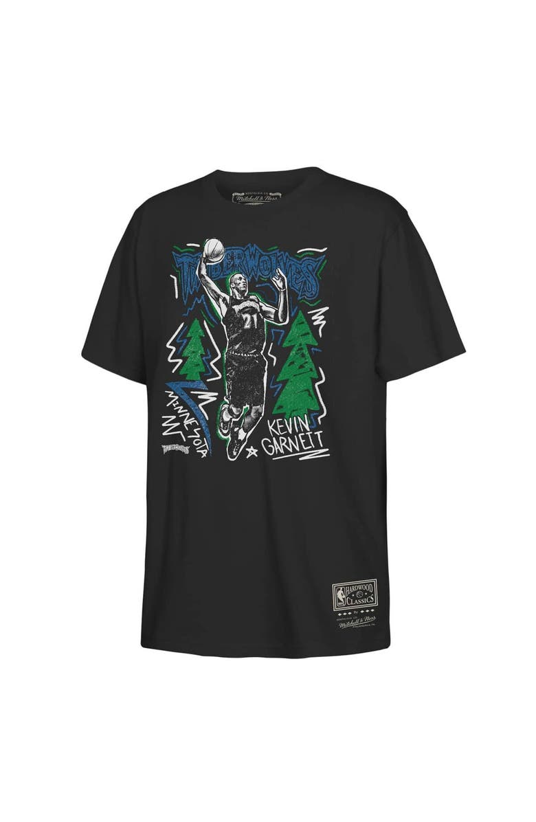 Mitchell & Ness Youth Mitchell & Ness Kevin Garnett Black Minnesota Timberwolves Chalked Up T-Shirt, Alternate, color, Black