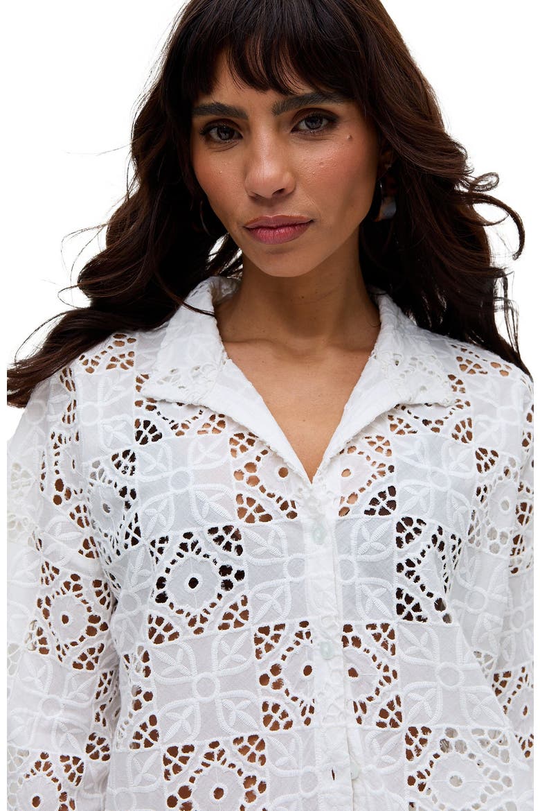 Shelli All Over Broderie Anglaise Shirt, Alternate, color, White