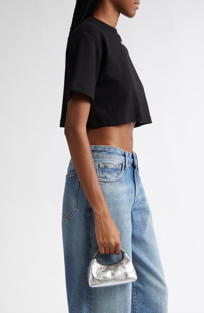 Off-White Micro Arcade Metallic Leather Crossbody Bag, Alternate, color,