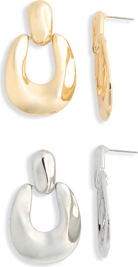 NATASHA 2-Pack Doorknocker Drop Earrings | Nordstromrack