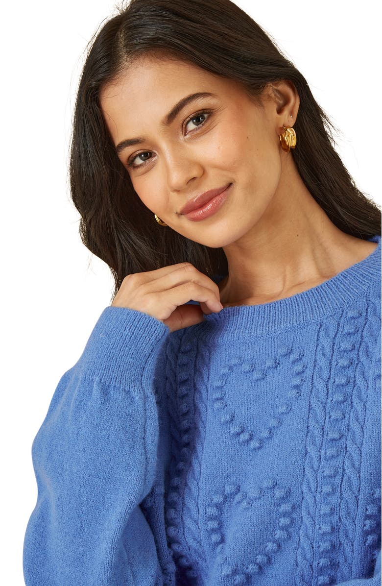 Yumi Heart Detail Relaxed Knit Sweater, Alternate, color, Blue