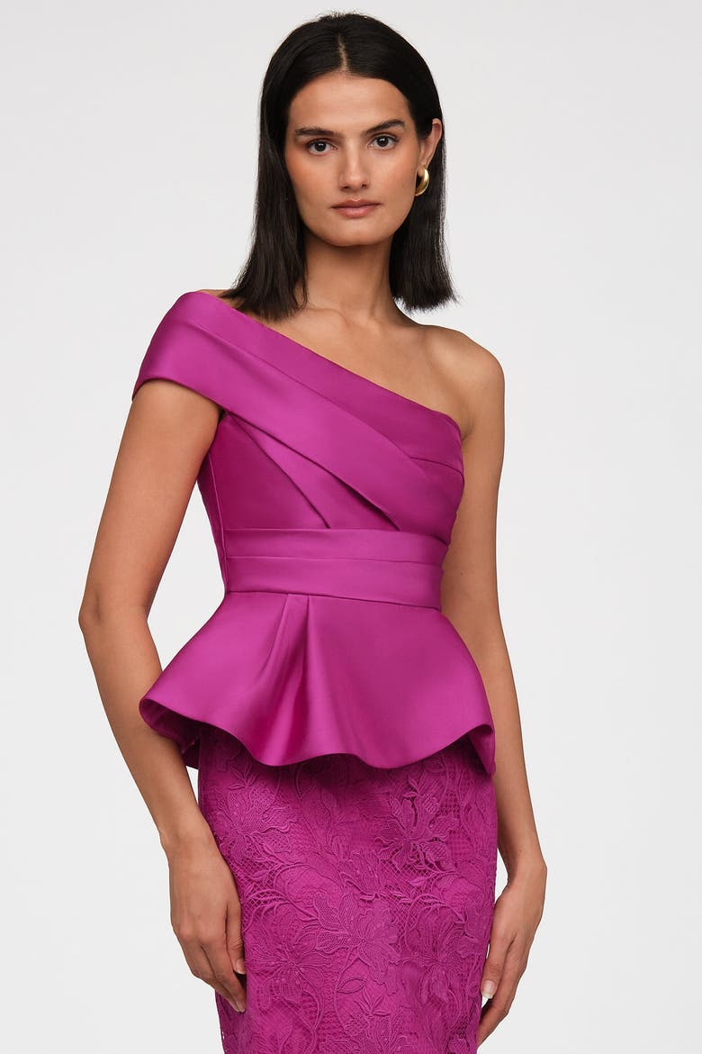 Colby Lace And Mikado Gown, Alternate, color, Kyoto Dust