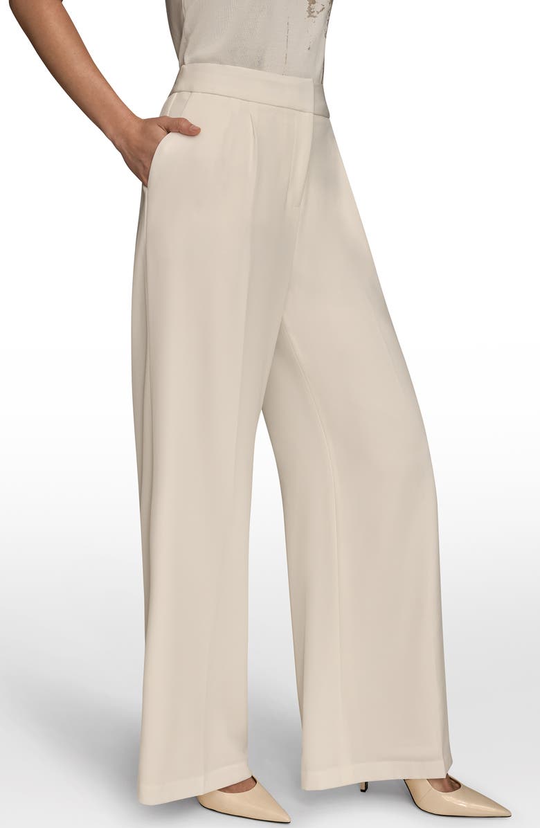 Donna Karan New York Pleated Wide Leg Pants, Alternate, color, Cream