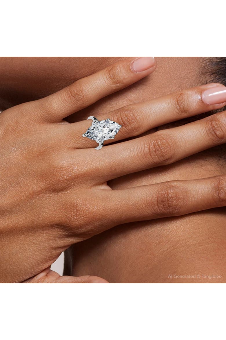 Certified 5Ct Kelly Marquise Solitaire Engagement Ring 14k Gold or Pt Lab Grown, Alternate, color, 14k White Gold