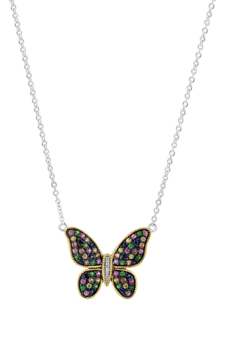 EFFY Semiprecious Stone & Diamond Butterfly Pendant Necklace, Alternate, color,