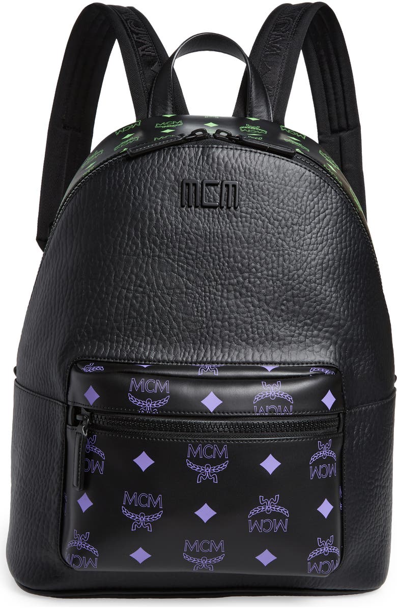 MCM Color Splash Logo Medium Water Repellent Backpack, Main, color,