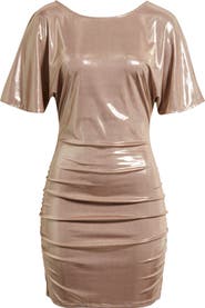 BOSS Orange Crystal Ruched Lamé Minidress