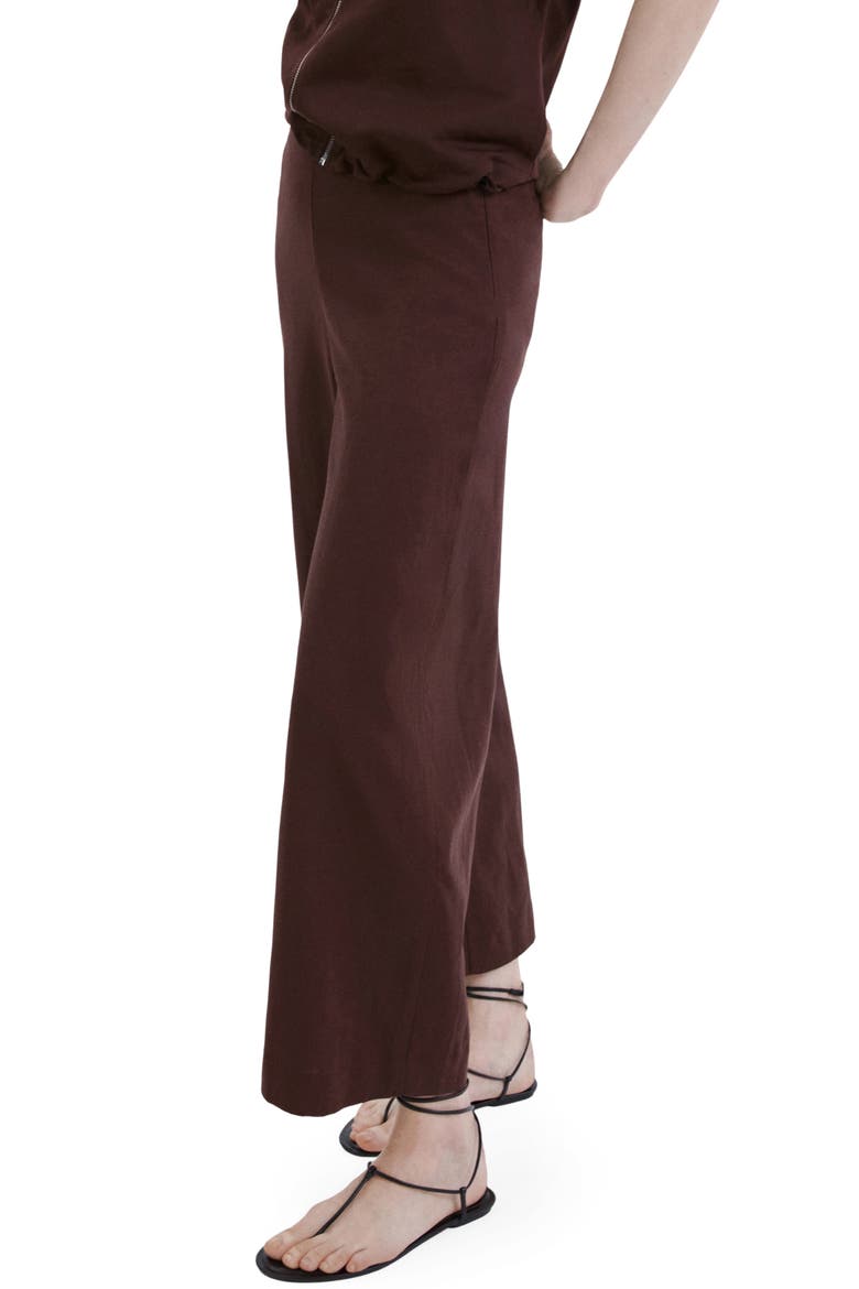 Cotton & Linen Blend Crop Straight Leg Pants, Main, color, CHOCOLATE
