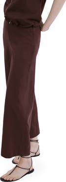 MANGO Cotton & Linen Blend Crop Straight Leg Pants