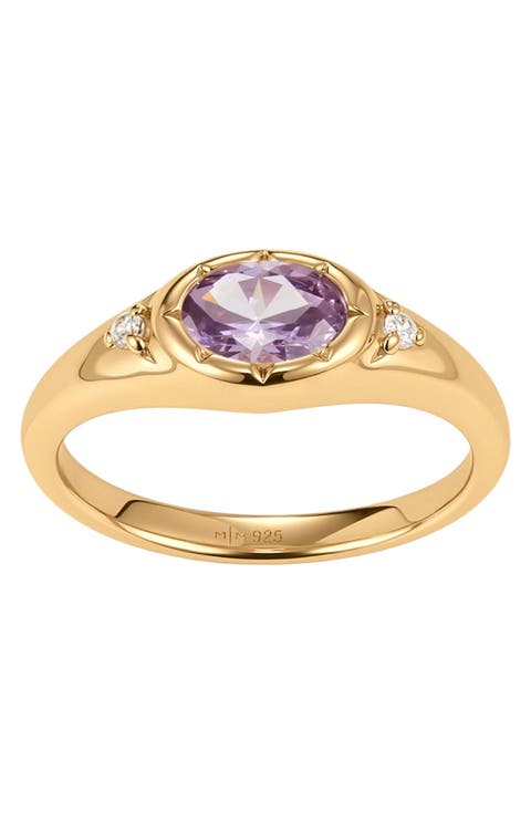 Oval Birthstone Signet Ring