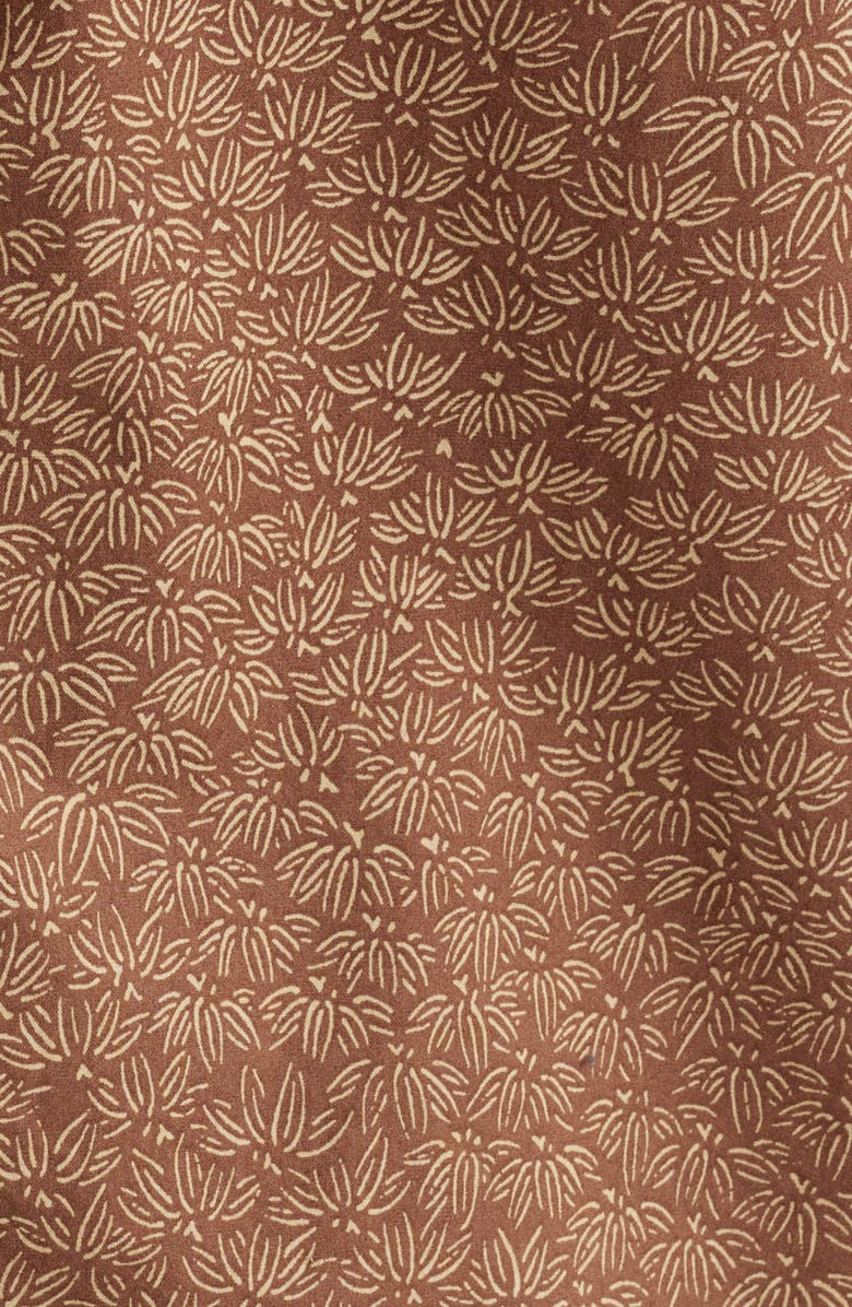 Treasure & Bond Lived-In Leaf Print Short Sleeve Cotton Poplin Button-Up Shirt, Alternate, color, Brown Micro Palms