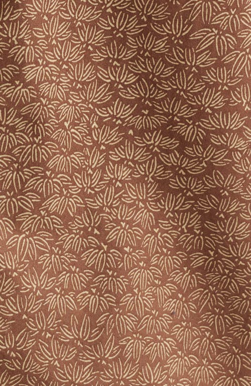 Treasure & Bond Lived-in Leaf Print Short Sleeve Cotton Poplin Button-up Shirt In Brown Micro Palms
