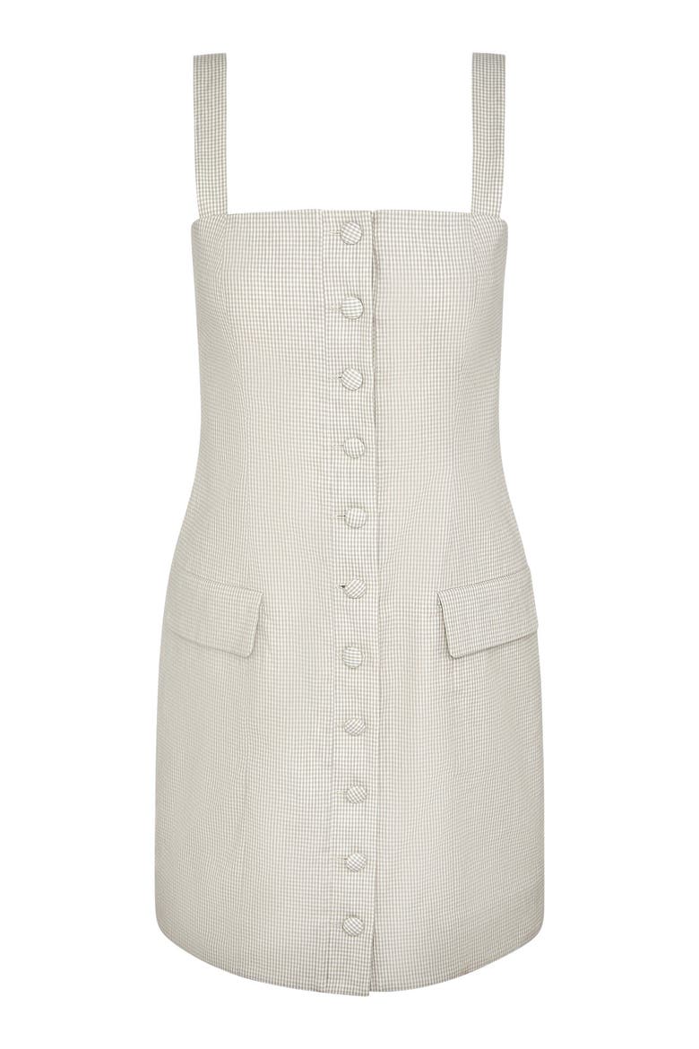 Square Neck Button Down Dress, Alternate, color, Grey/White