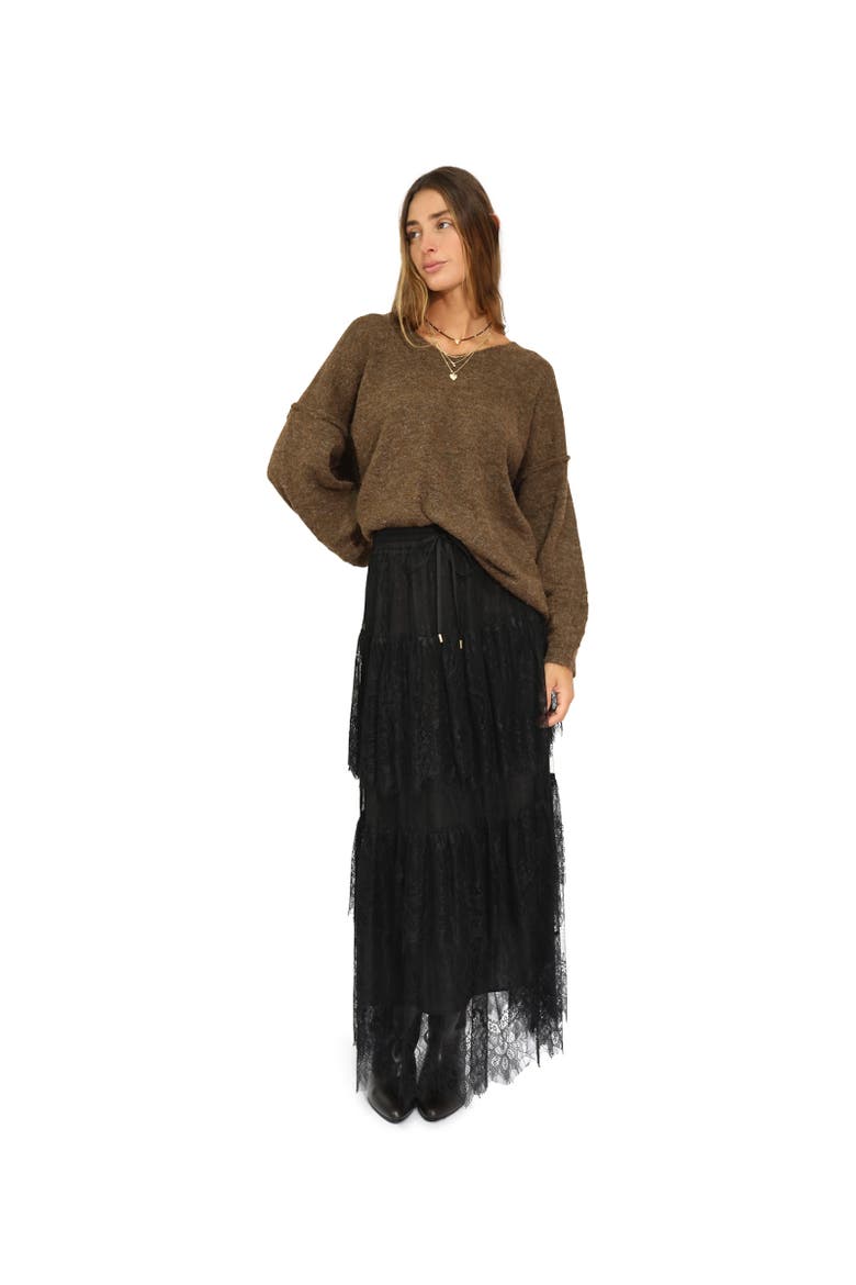 Dreamy Days Lace Tiered Skirt, Main, color, Black