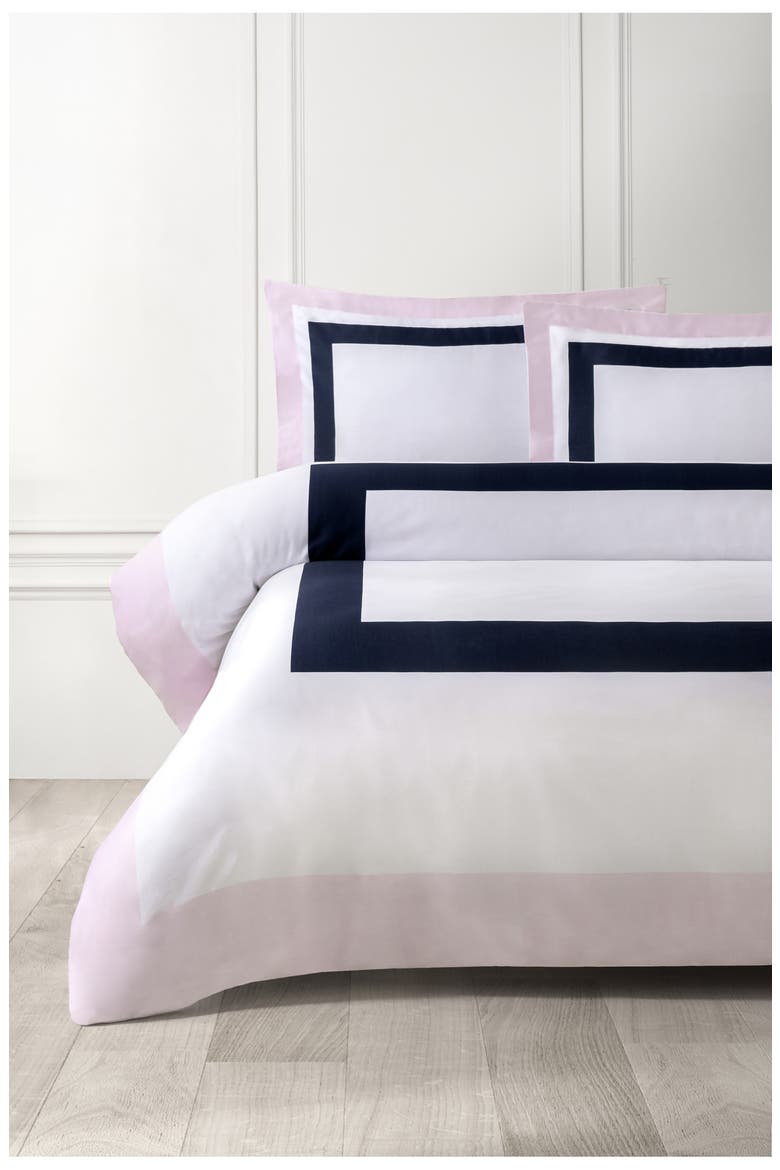 Double Border Turkish Cotton Sateen Duvet Cover & Sham Set, Alternate, color, PINK