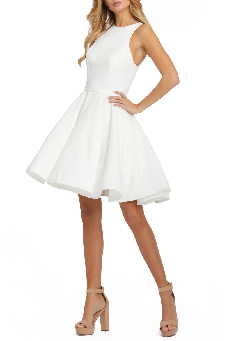 High Neck Fit & Flare Dress, Main, color, WHITE