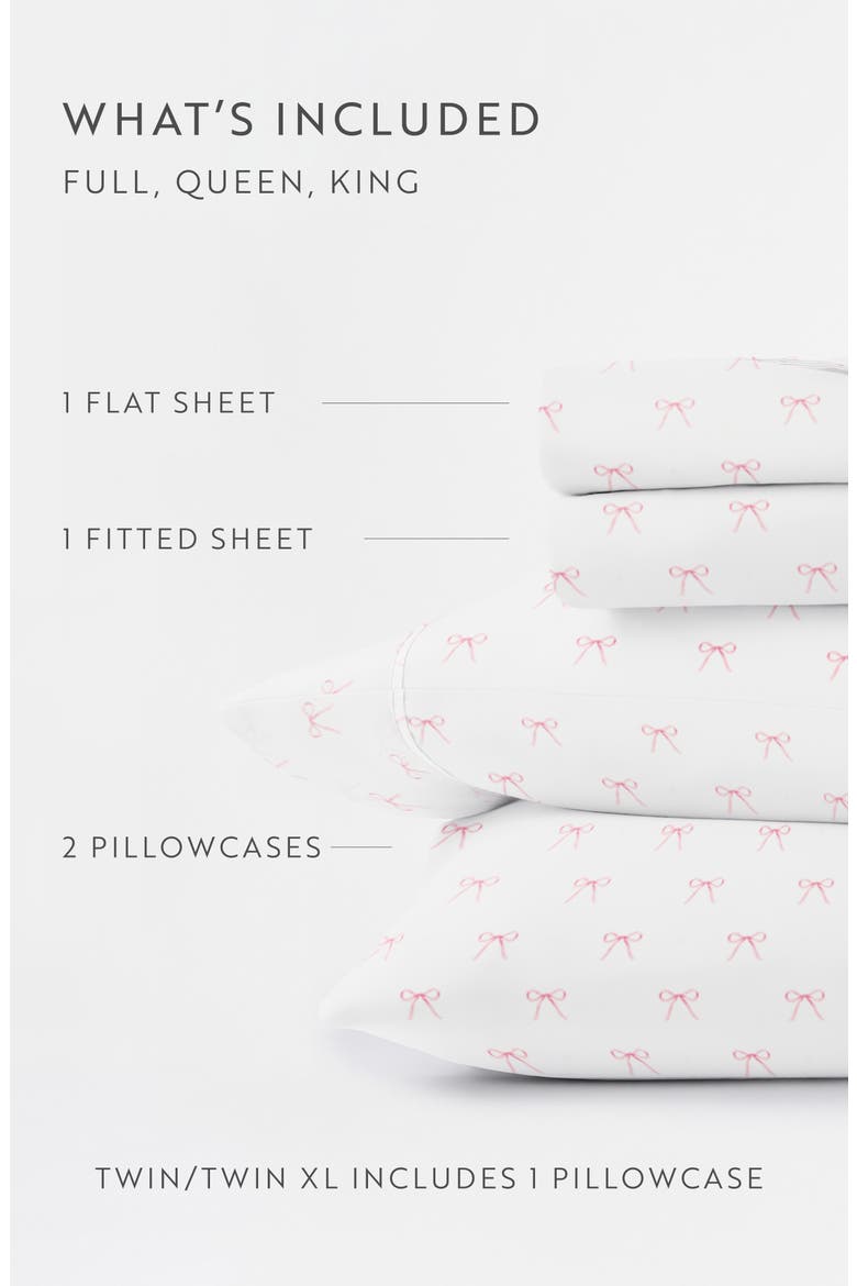 Kaycie Gray Pink Bows Microfiber Sheet Set, Alternate, color, PINK BOWS