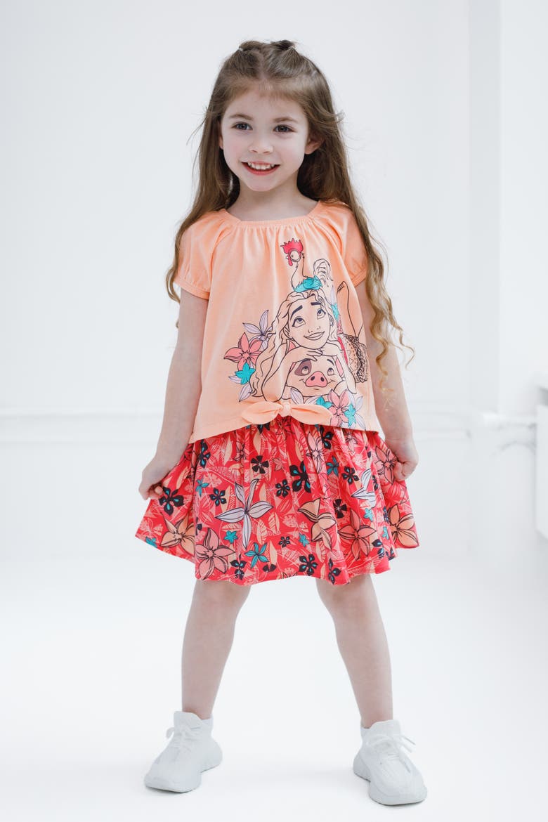 Moana 2-Piece T-Shirt and Skirt Set, Alternate, color, Peach Cayenne Moana