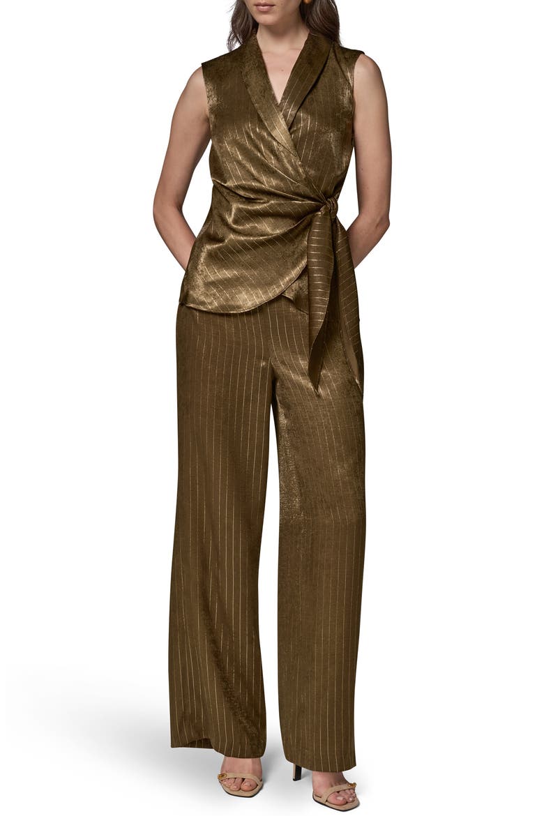 Tie Waist Sleeveless Top, Alternate, color, OLIVE BRANCH