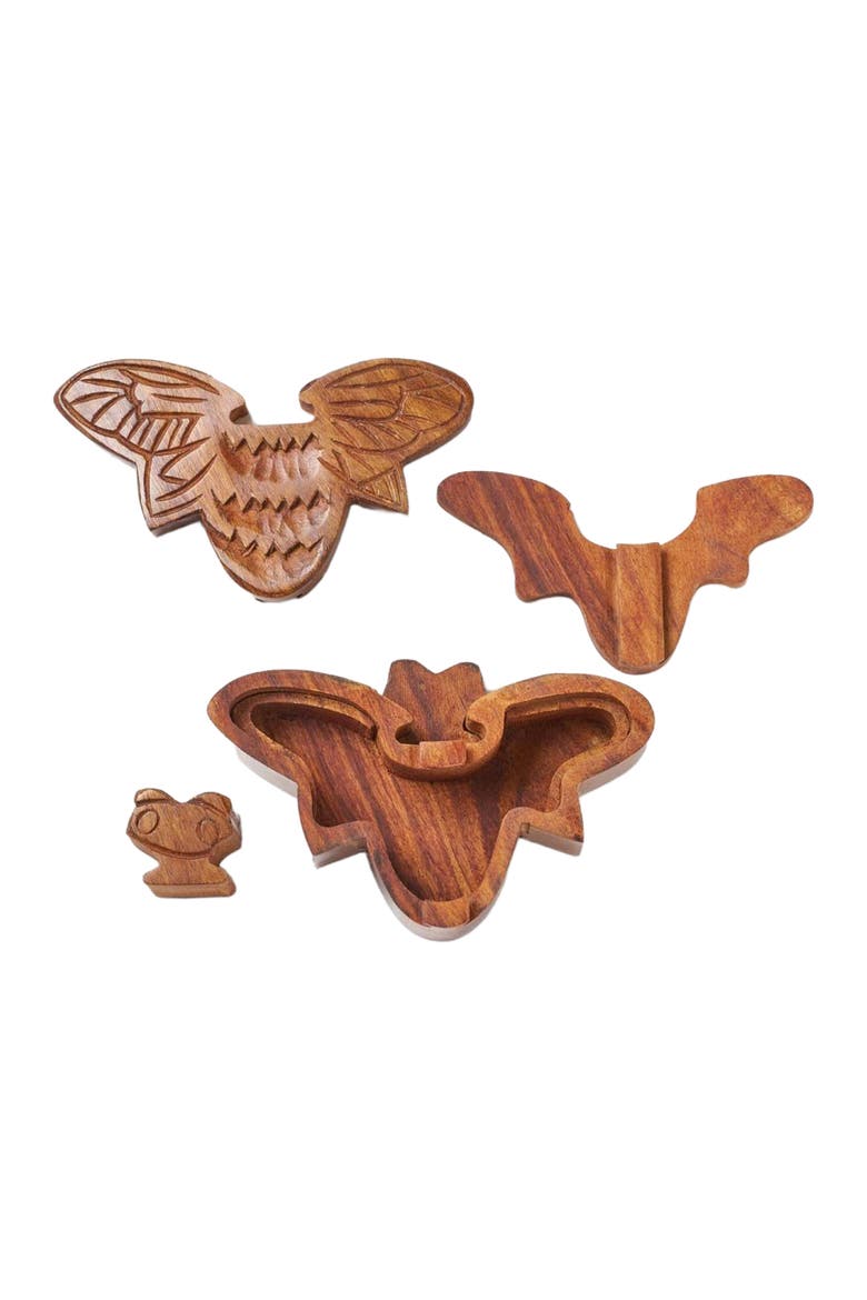 Bee Puzzle Box - Handcrafted Sheesham Wood, Alternate, color, Brown