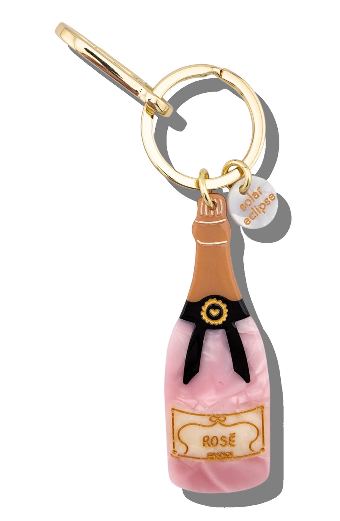 Solar Eclipse Hand Painted Rosé Key Chain Bag Charm, Main, color, Pink