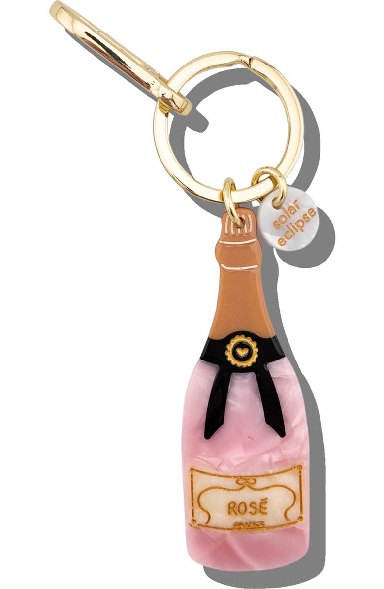 Solar Eclipse Hand Painted Rosé Key Chain Bag Charm, Main, color, Pink