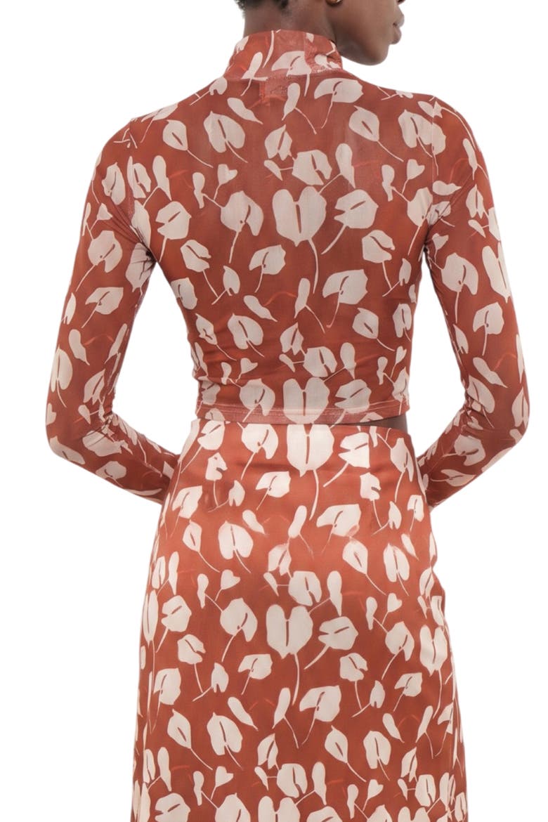 Print Turtleneck Mesh Top, Alternate, color, BEIGE BRAVE FLORA