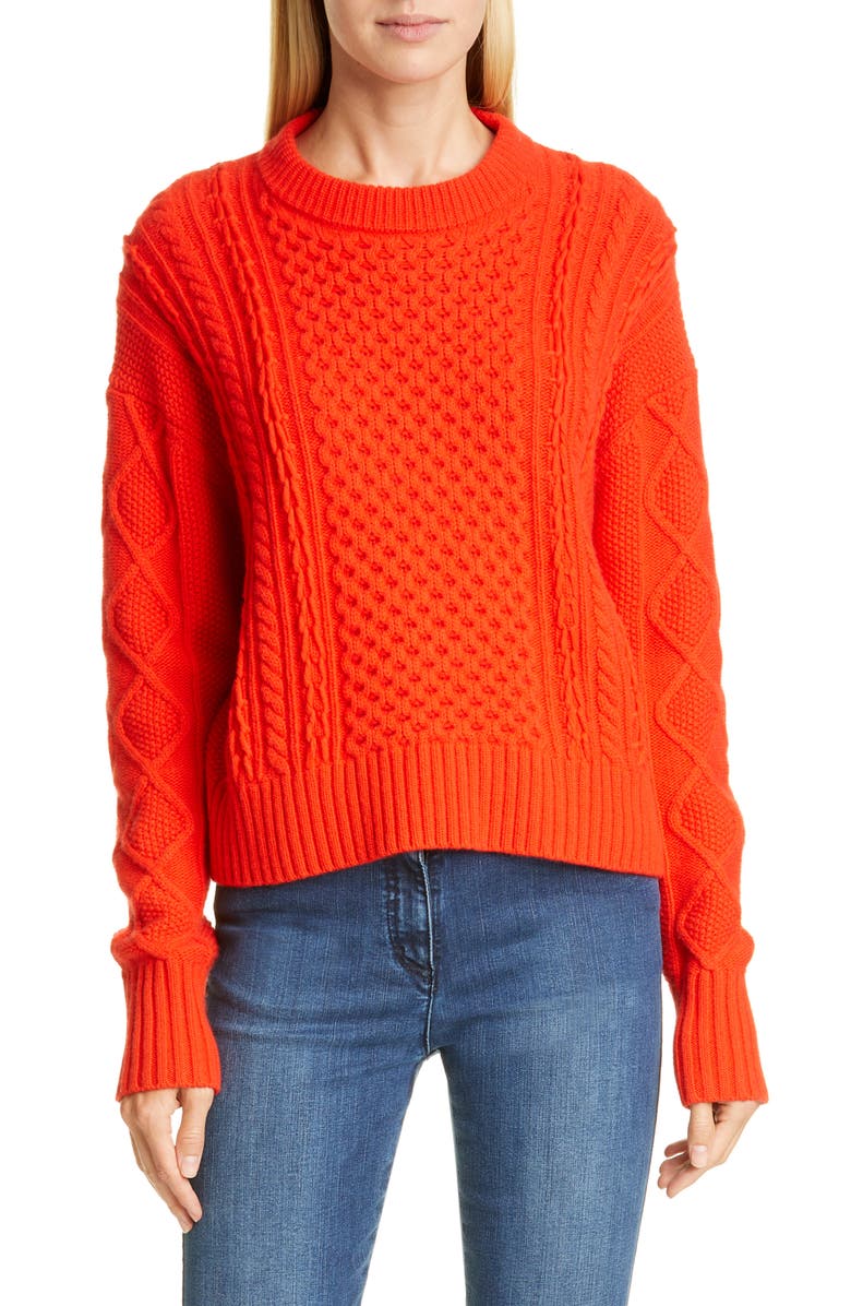 St. John Collection Drop Shoulder Aran Sweater, Main, color, 